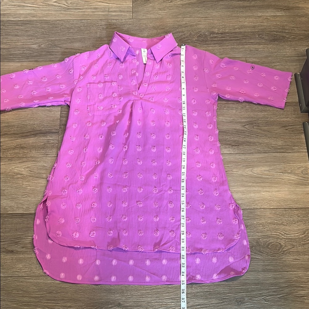 Women’s Pink 3/4 Sleeve Boxy Tunic Swim Coverup Size M - Picture 5 of 6
